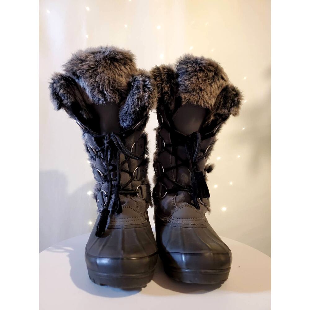 Khombu Artic Faux Fur Lined Leather Arctic Winter Duck Gray Boot Women's 6 - Picture 2 of 15